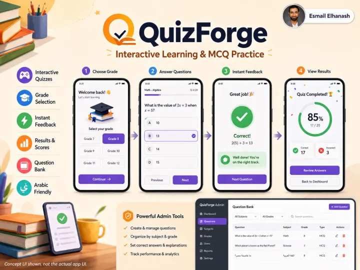 QuizForge — MCQ Practice + Admin Panel