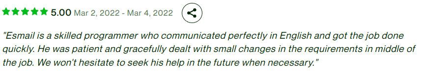 Testimonial screenshot